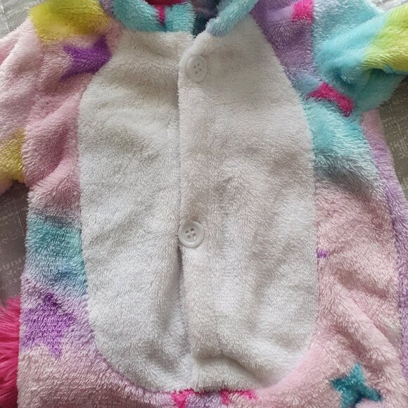 Unicorn Baby Costume Size 0-3 Months Onepiece Hooded Romper - Picture 6 of 8